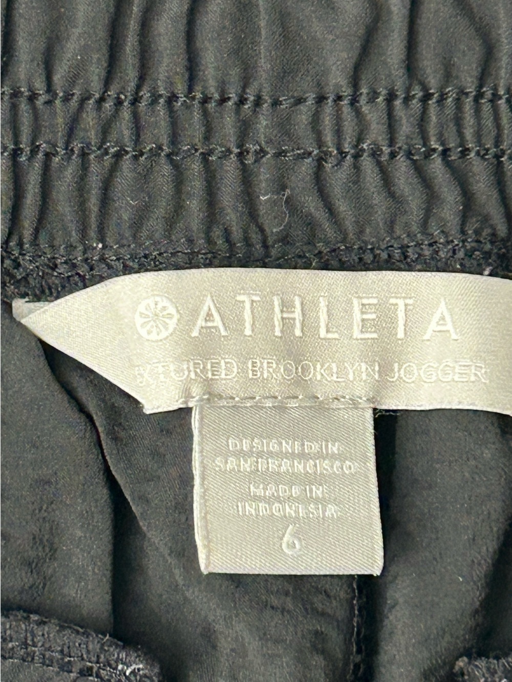 Athleta Black Textured Brooklyn Jogger Elastic-Waist & Ankle Pants Size 6 - Picture 3 of 10